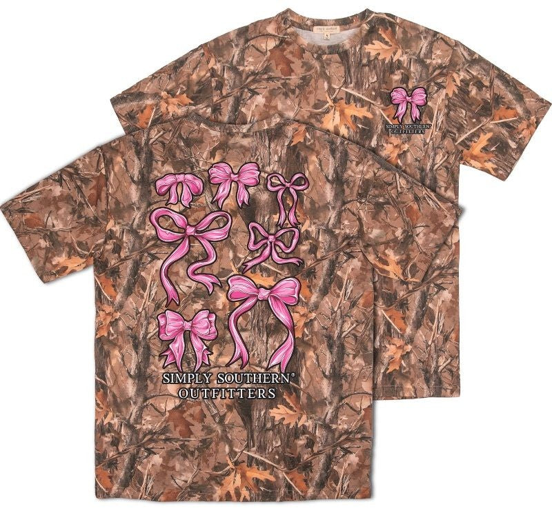 Pink Bows - Camo - F25 - SS - Adult T-Shirt