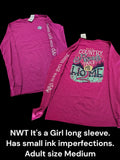 NWT It's a Girl - Long Sleeve - Country Roads - Size Adult Medium (M63)
