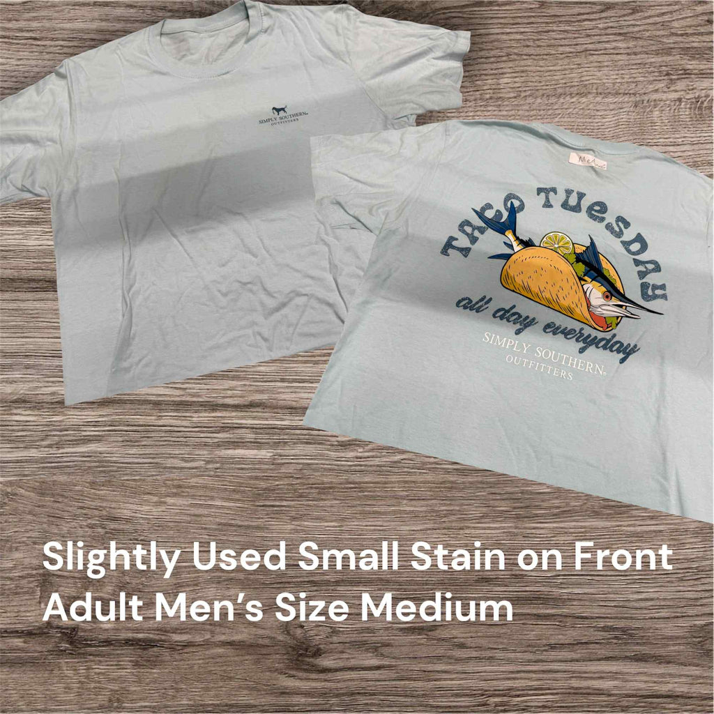Slightly Used Simply Southern Men's T-Shirt - Taco Tuesday - Adult Size Medium (M94)
