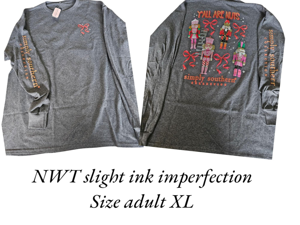 NWT Simply Southern - Long Sleeve Shirt - Nut Cracker- Adult Size X-Large (M37)