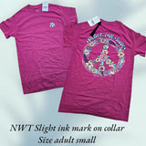 NWT It's A Girl - Short Sleeve Peace Love Hope - Adult Size Small (M15)