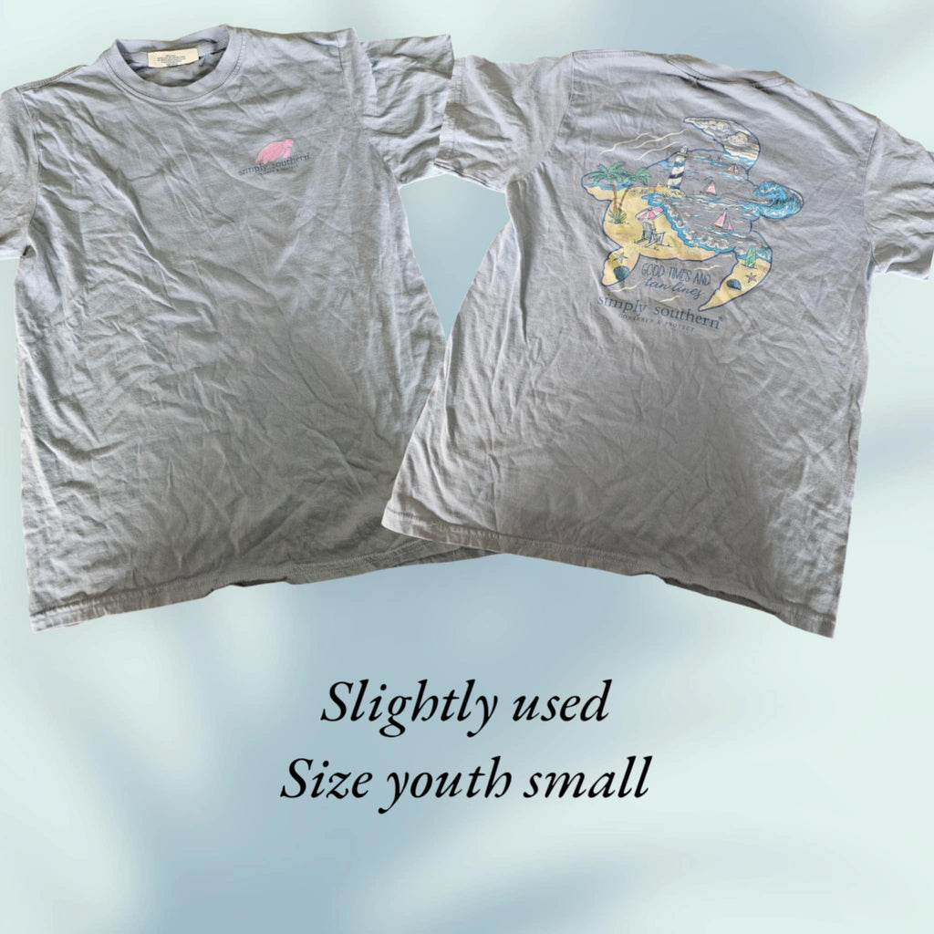 Simply Southern- Short Sleeve shirt - Turtle- Youth Size Small (M41)