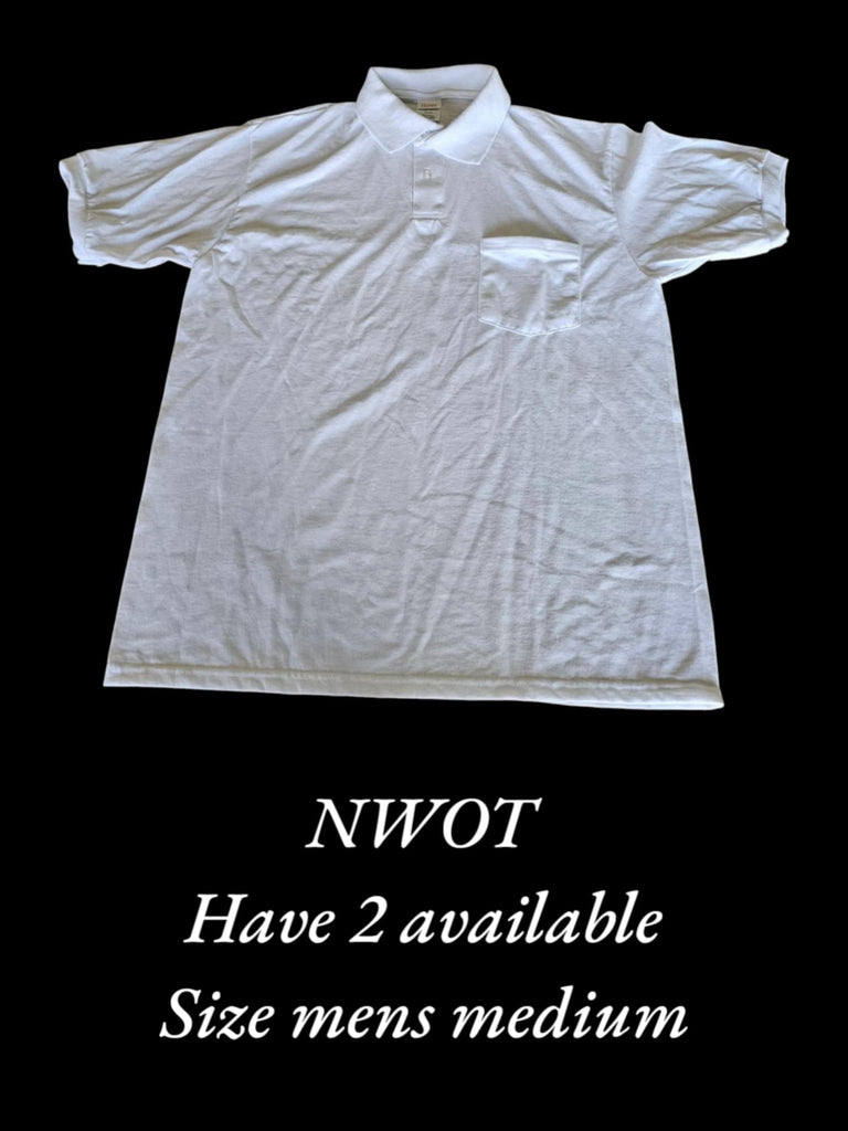 Hanes -NWOT Short Sleeve Polo Shirt - White - Adult Men's Size Medium (M24 & M25)