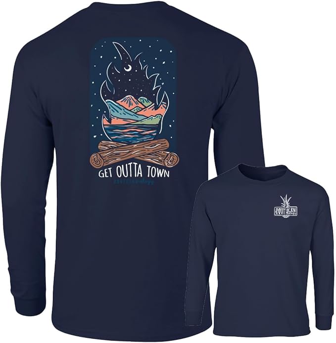 Outdoor Campfire - Get Outta Town - Mountains - Adult Long- Southernology