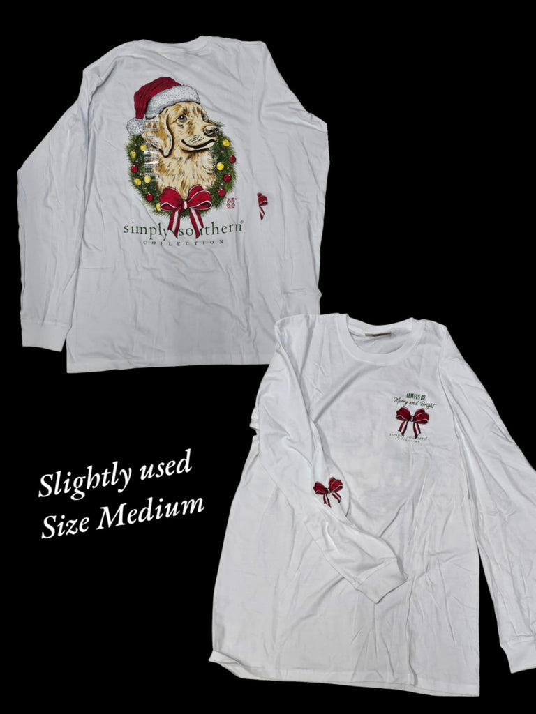 Simply Southern - Holiday Dog - Long Sleeve Shirt - Adult Size Medium (M6)