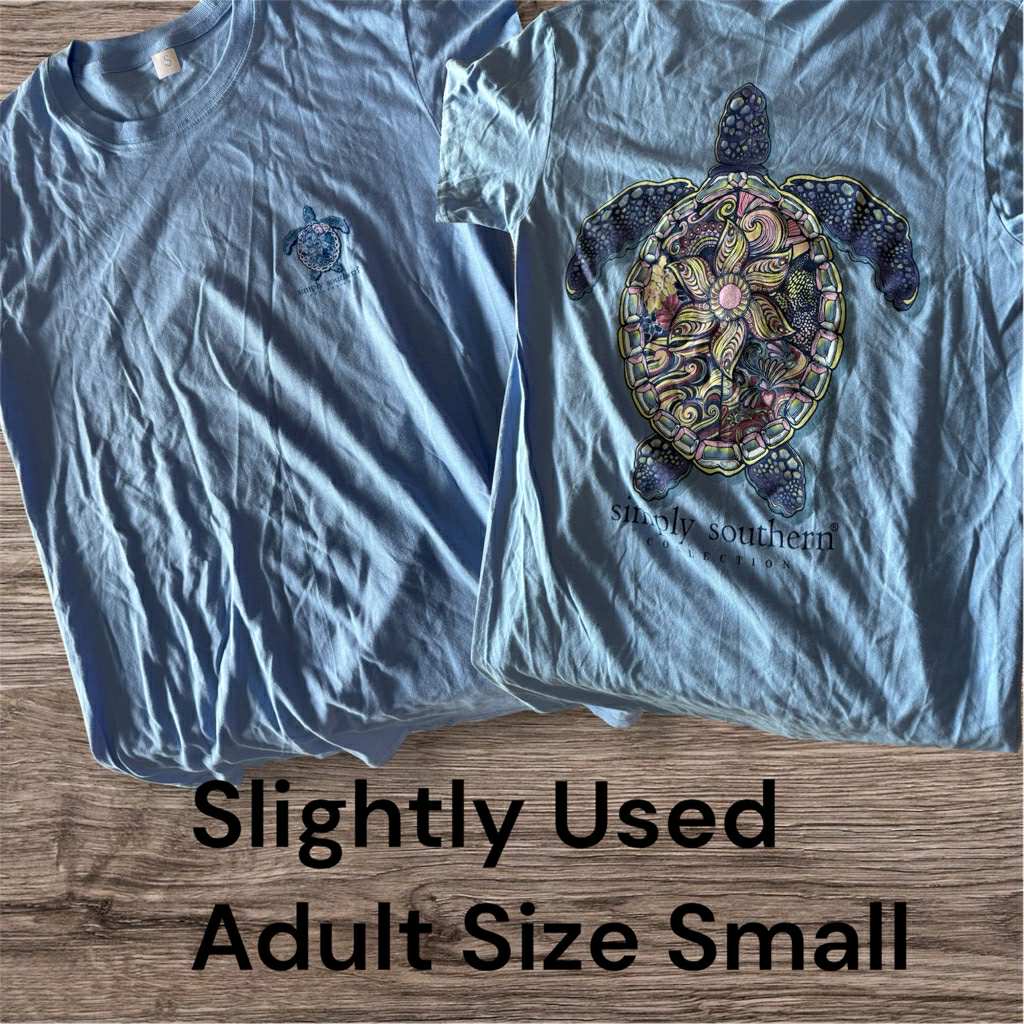 Slightly Used Simply Southern T-Shirt - Mandala Turtle - Adult Size Small- (M139)