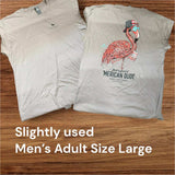 Slightly Used Simply Southern Men's T-Shirt- Flamingo 'Merican Dude- Adult Size Large - (M126)