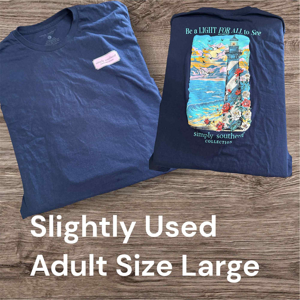 Slightly Used Simply Southern T-Shirt - Lighthouse- Adult Size Large - (M130)