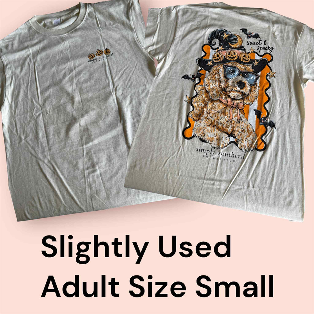 Slightly Used Simply Southern Adult T-Shirt - Sweet and Spooky - Adult Size Small - (M152)