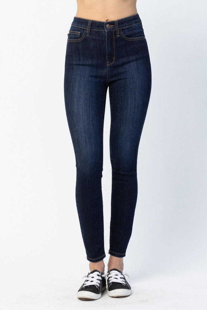 Hi-Waist Back Phone Yoke Seam Dark Skinny Jeans - 82409 - Judy Blue