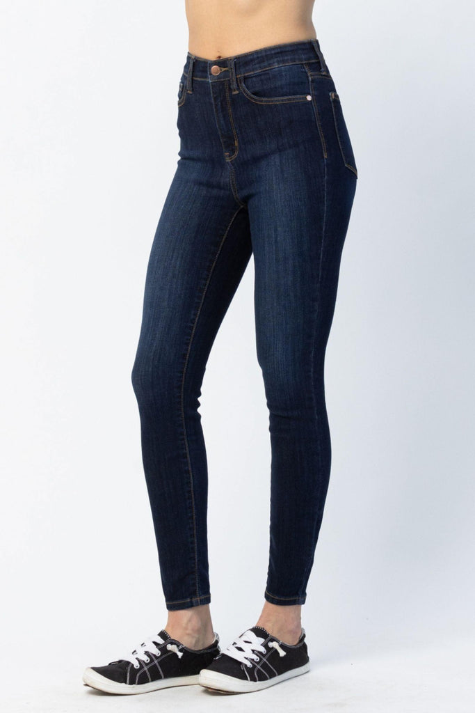 Hi-Waist Back Phone Yoke Seam Dark Skinny Jeans - 82409 - Judy Blue
