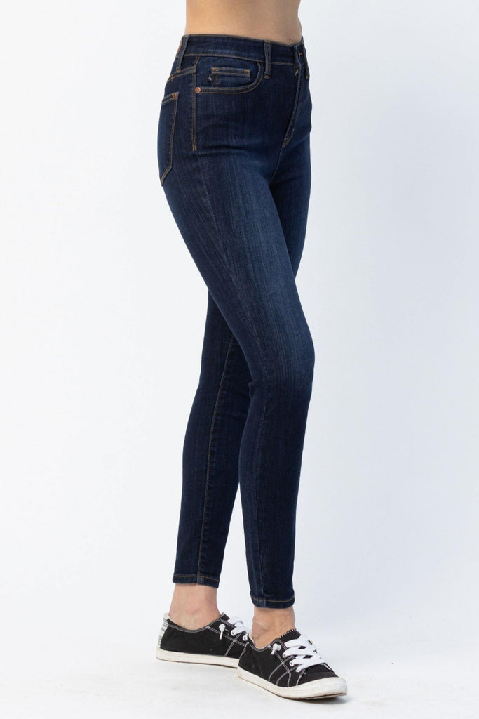 Hi-Waist Back Phone Yoke Seam Dark Skinny Jeans - 82409 - Judy Blue