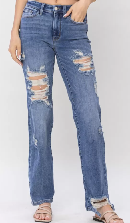 Mid-Rise Straight Leg Jeans - 82431 - Judy Blue
