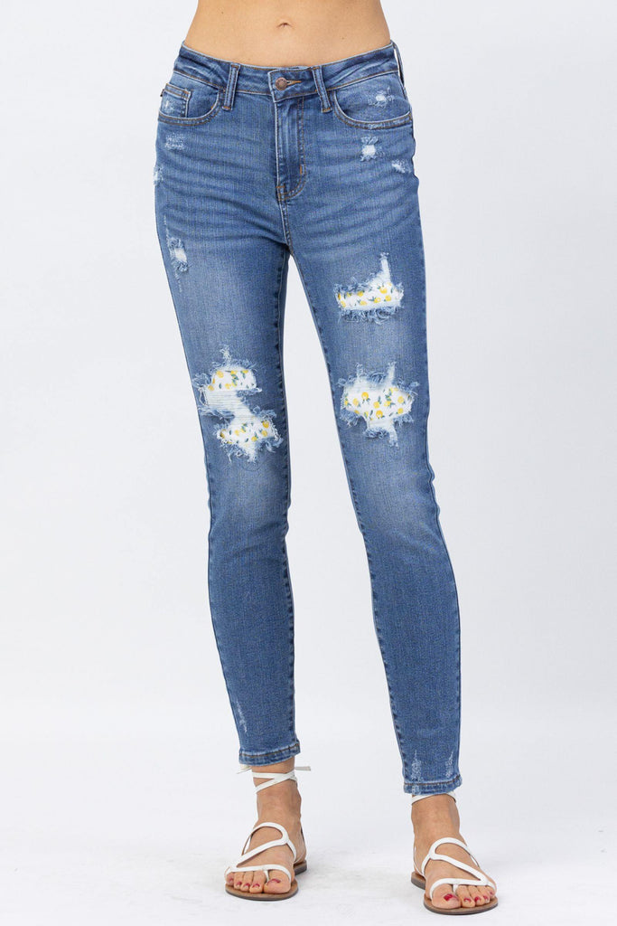 Hi-Waist Skinny Lemon Patch Jeans - 88233 - Judy Blue