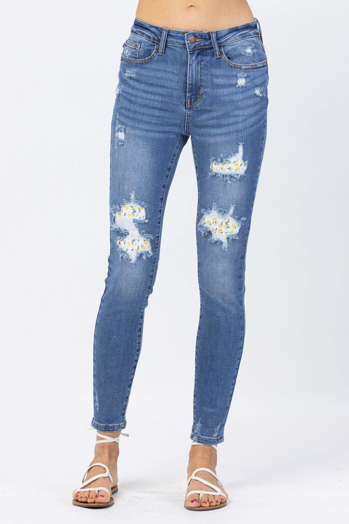 Hi-Waist Skinny Lemon Patch Jeans - 88233 - Judy Blue