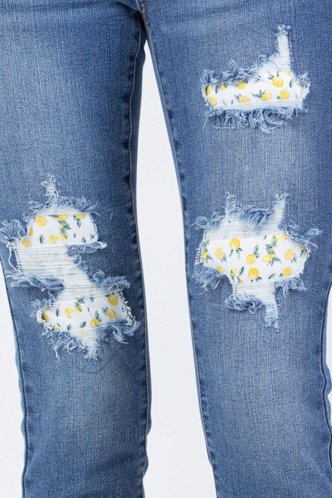Hi-Waist Skinny Lemon Patch Jeans - 88233 - Judy Blue