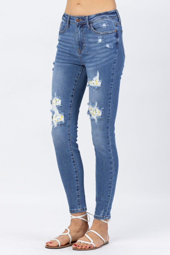 Hi-Waist Skinny Lemon Patch Jeans - 88233 - Judy Blue