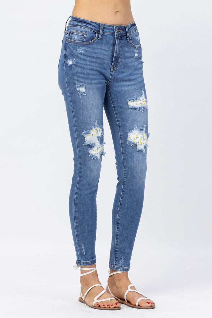 Hi-Waist Skinny Lemon Patch Jeans - 88233 - Judy Blue