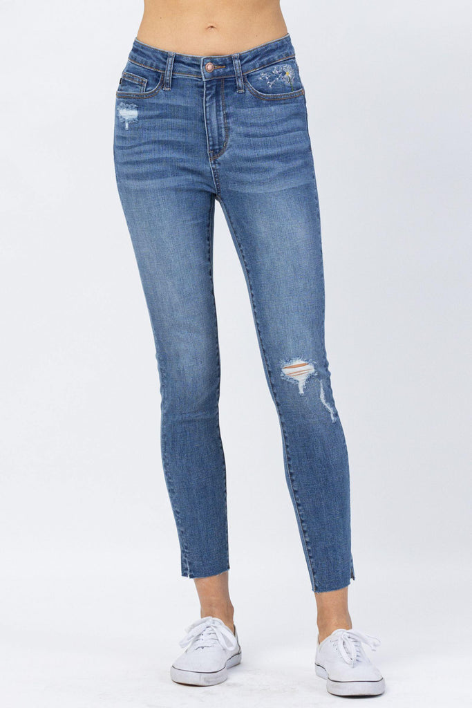 Hi-Waisted Dandelion Embroidery Skinny Jeans - 88415 - Judy Blue