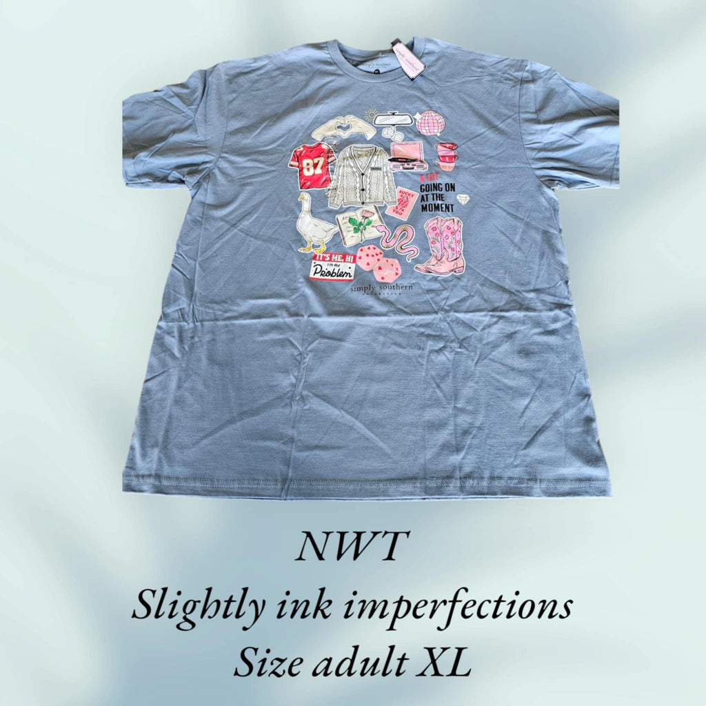 Simply Southern -NWT Short Sleeve Shirt - Decals - Adult Size X-Large (M23)