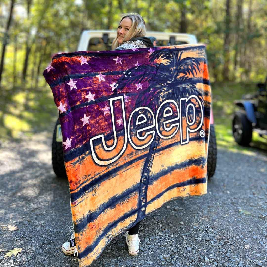 Sun Palm Tree Sherpa Throw Blanket - Jeep®