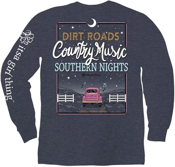 Dirt Roads - Country Music - Southern Nights - Vintage Truck - Adult Long Sleeve - Itsa Girl Thing