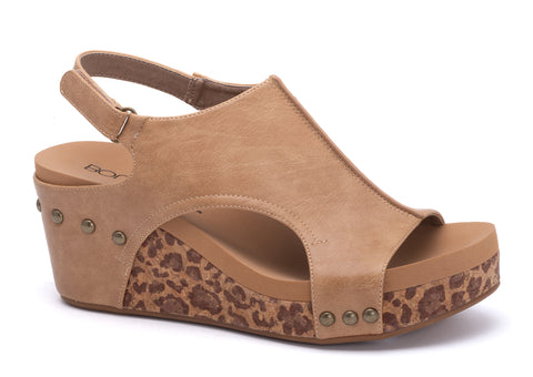 Carley Taupe Smooth Leopard Sandal - Boutique by Corkys