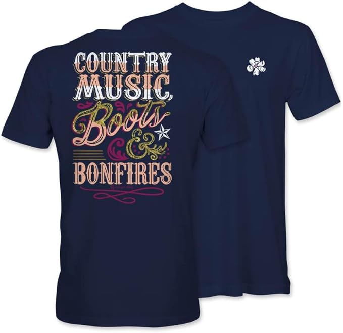 Country Music, Boots & Bonfires - Adult T-Shirt - Itsa Girl Thing