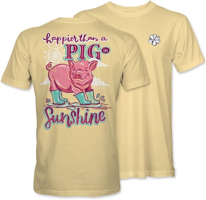 Happier Than A Pig in Sunshine - Adult T-Shirt - Itsa Girl Thing