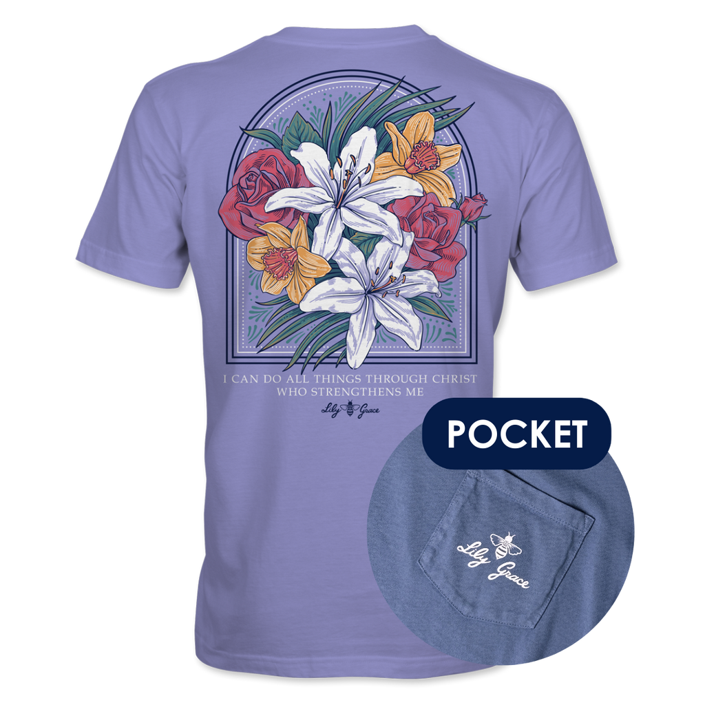 I Can Do All Things Through Christ Who Strengthens Me - Floral - Adult T-Shirt - Lily Grace