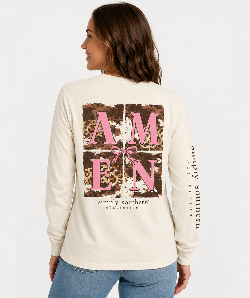 Amen - Cowhide - Cross - Faith - SS - F26 - Adult Long Sleeve