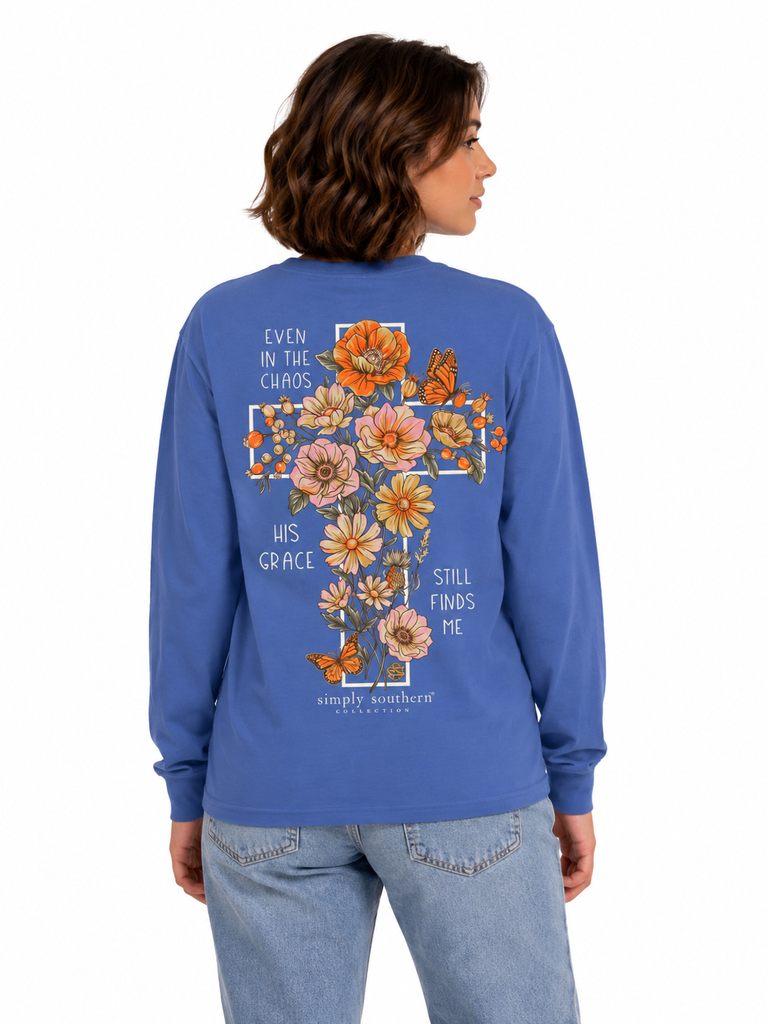 Even In The Chaos, His Grace Still Finds Me - Cross - SS - F26 - Adult Long Sleeve