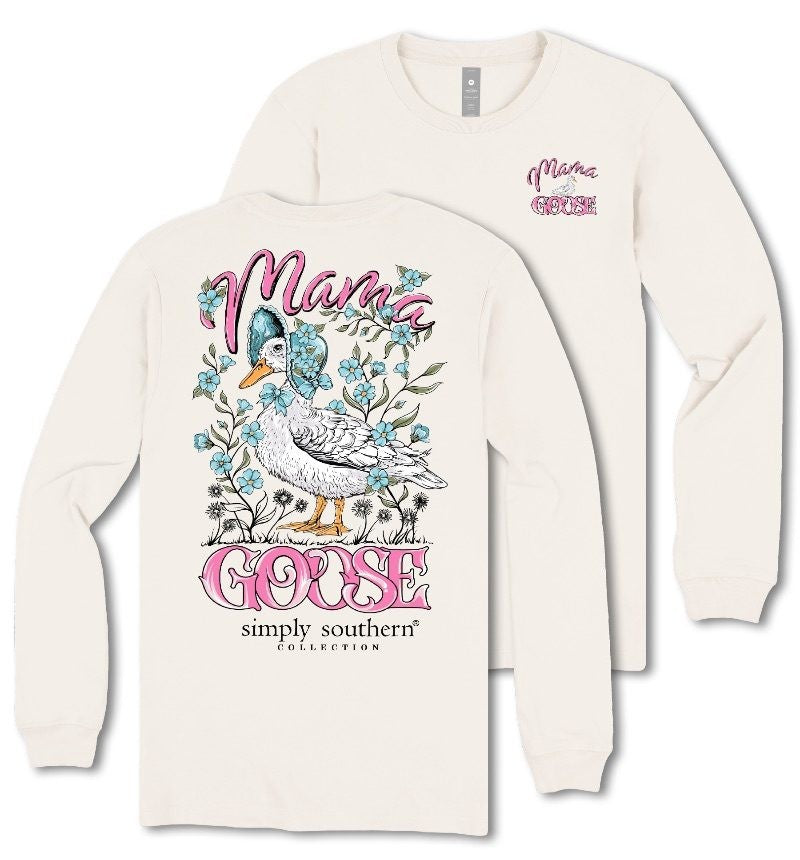 Mama Goose - Blue Flowers - SS - F25 - Adult Long Sleeve