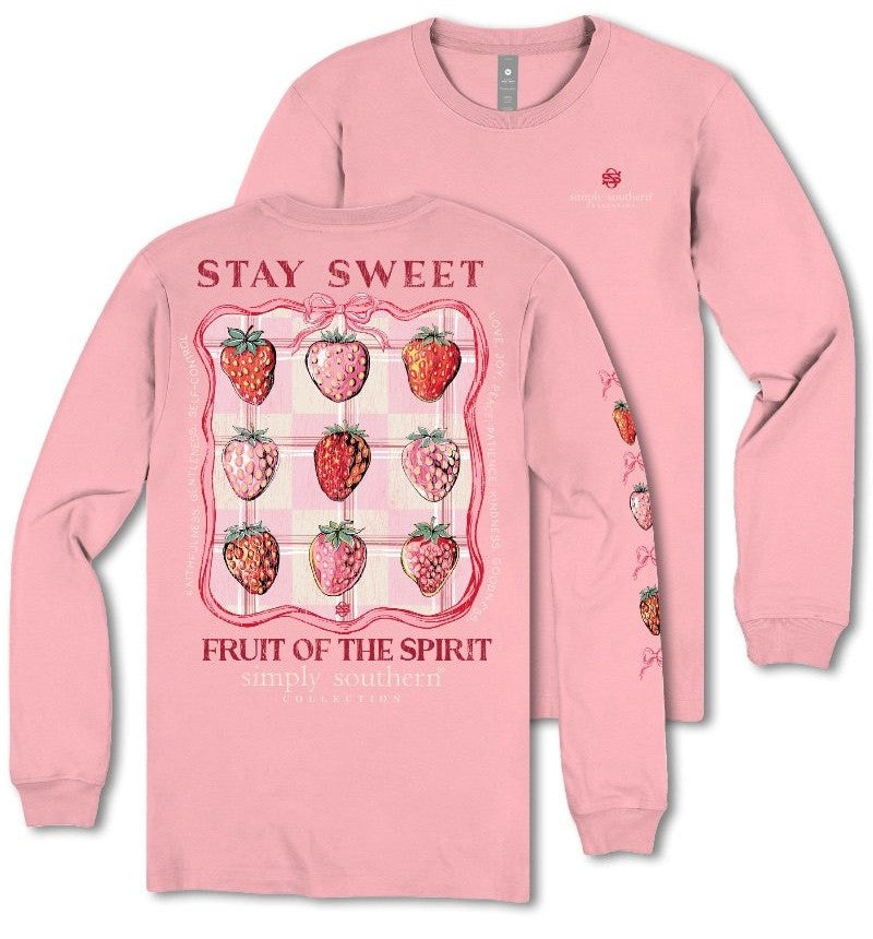 Stay Sweet, Fruit of The Spirit - Strawberry - Pink Bow - SS - F25 - Adult Long Sleeve