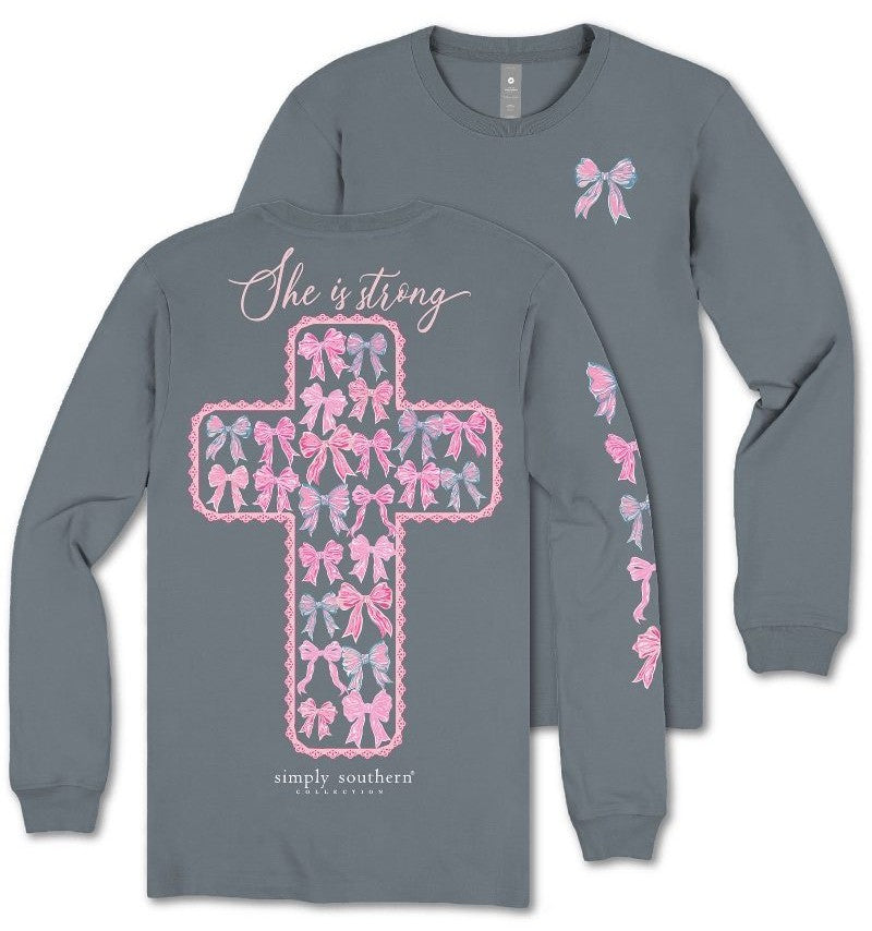 She Is Strong - Cross - Bows - SS - F25 - Adult Long Sleeve