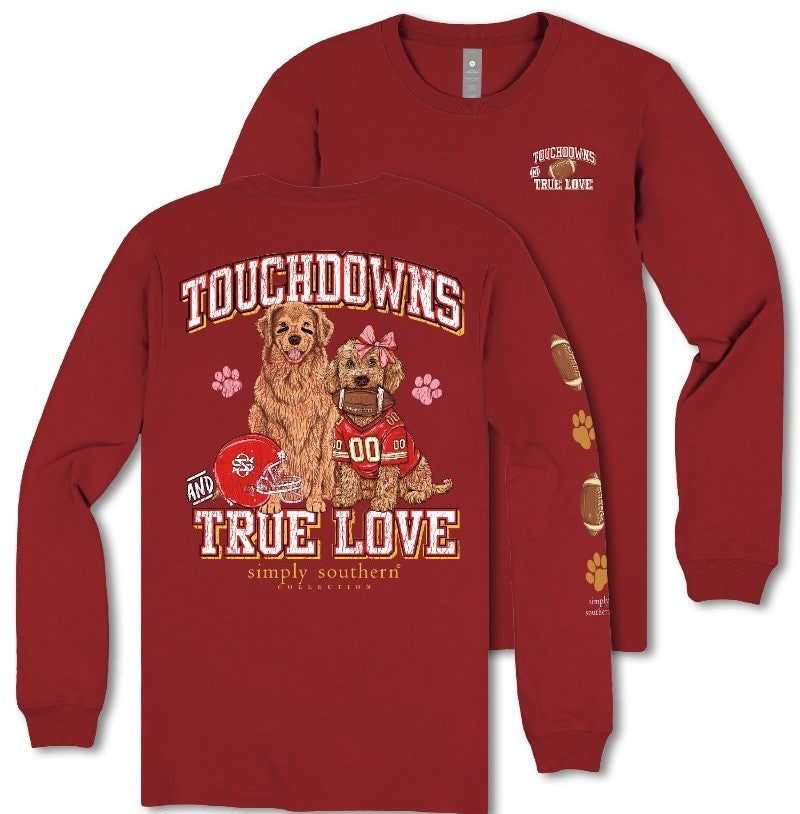Touchdowns And True Love - Football - Dogs - Bows - SS - F25 - Adult Long Sleeve
