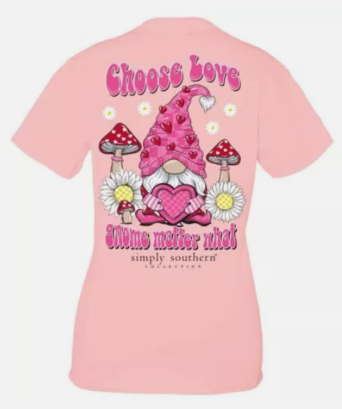 Choose Love Gnome Matter What - Valentines- SS - Adult T-Shirt
