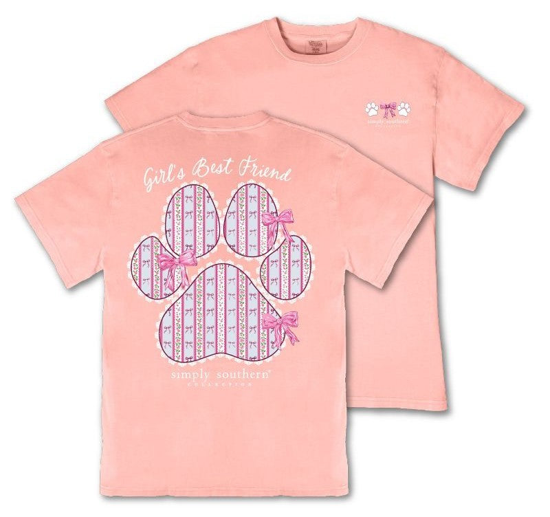Girl's Best Friend - Dog Paw - Bow Stripe - S26 - SS - YOUTH T-Shirt