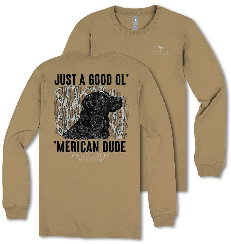 Just A Good Ol' 'Merican Dude - Black Lab - SS - F25 - Adult Long Sleeve