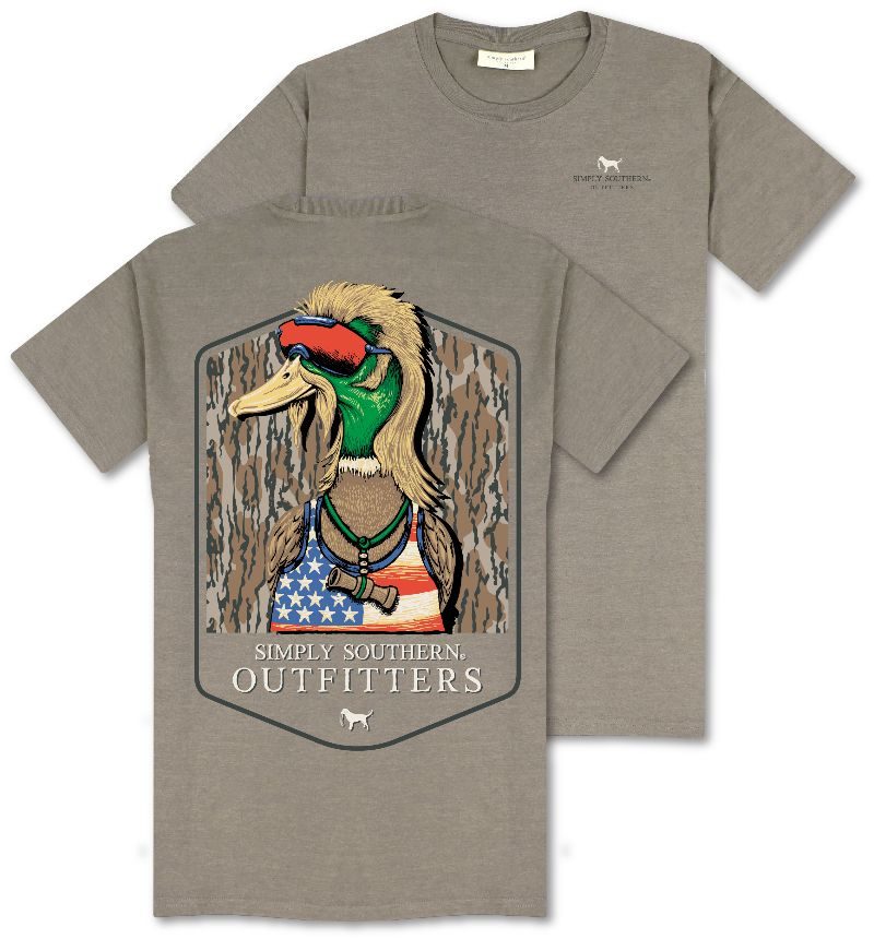 Tree Duck - Mullet - Duck Call Barrel - Camo - Patriotic - SS - S25 - Adult T-Shirt