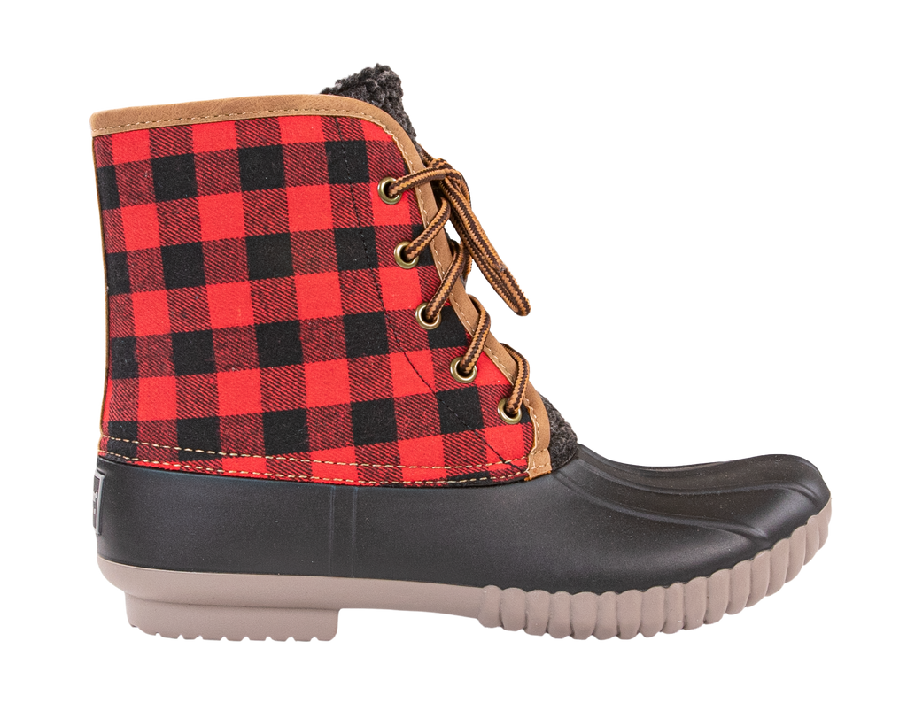 Rain Boots Lace Up - Plaid Red - F21 - Simply Southern