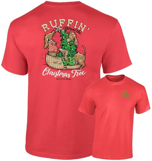 Ruffin Around The Christmas Tree - Dachshund Dogs - Adult T-Shirt - Southernology