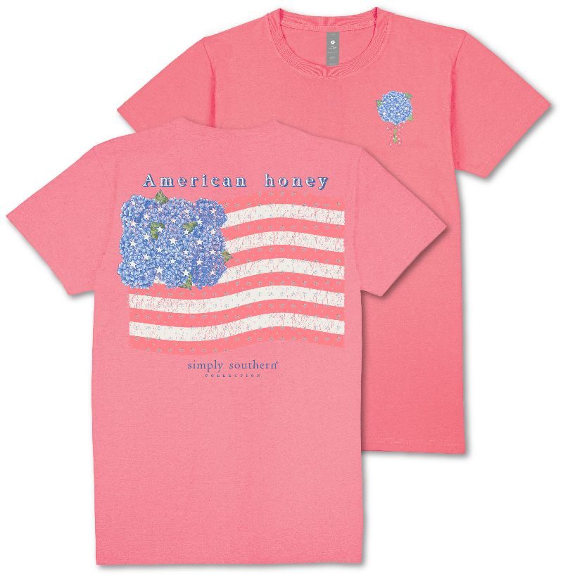 American Honey - Hydrangeas - USA Flag - Stars - Patriotic - S25 - SS - YOUTH T-Shirt