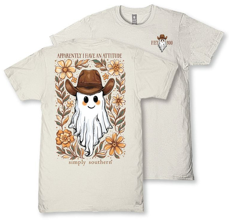 Apparently I Have An Attitude - Ghost - Western - Fall - Halloween - F26 - SS - Adult T-Shirt