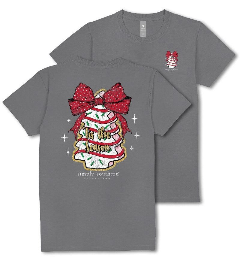 Christmas Cake - Tis The Season - Red Bow - F25 - SS - Adult T-Shirt