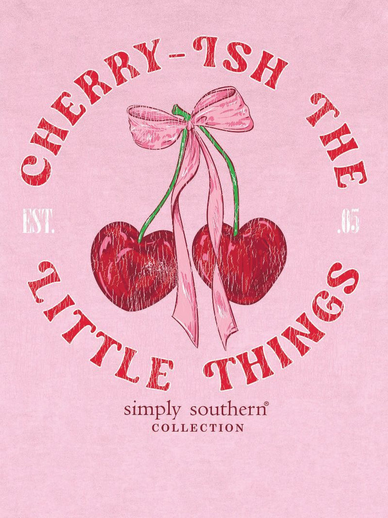 Cherry-ish The Little Things - Cherries - Pink Bow - S25 - SS - Adult T-Shirt