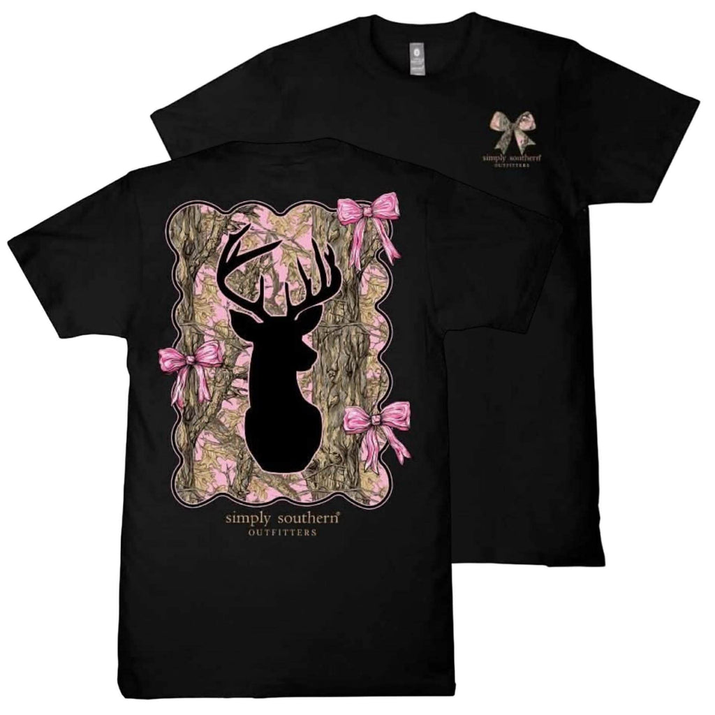 Camo Deer - Pink Bows - S26 - SS - Adult T-Shirt