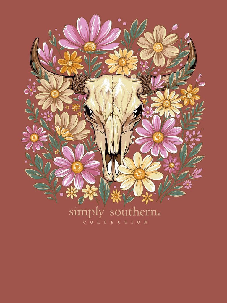 Floral - Rustic Cow Skull - F26 - SS - YOUTH T-Shirt