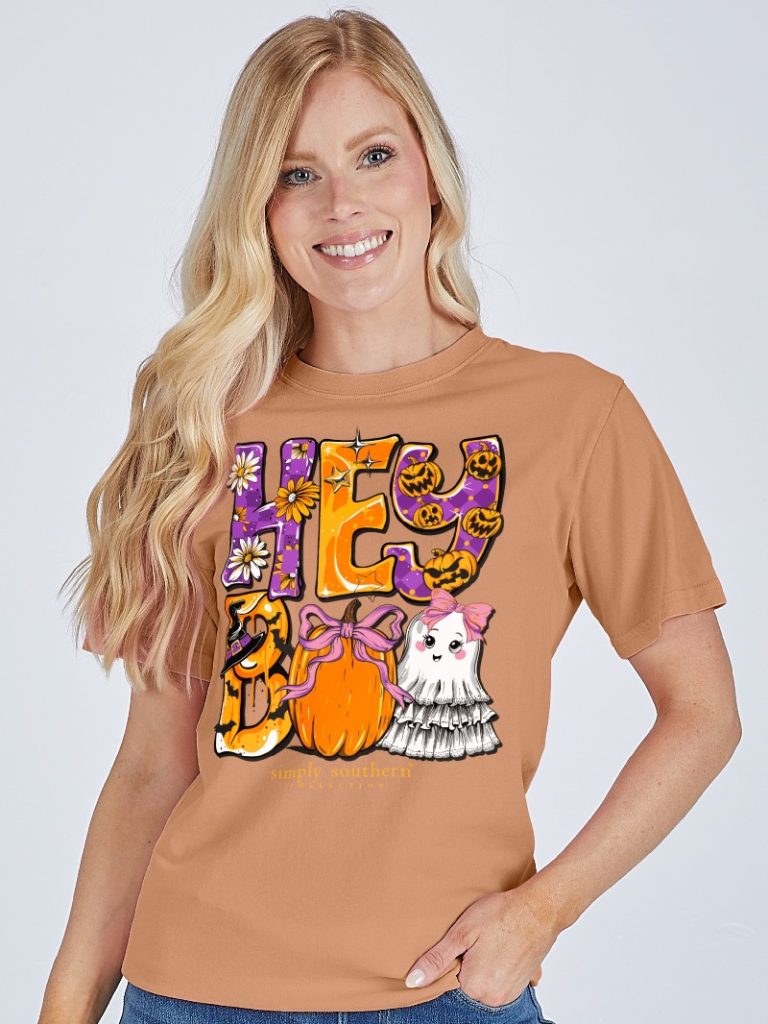 Hey Boo - Halloween - Pumpkin - Ghost - SS - F25 - Adult T-Shirt