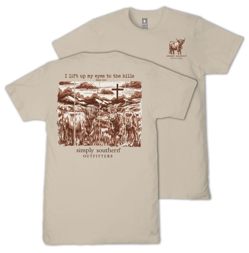I Lift Up My Eyes To The Hills - Cross - Highlander - S26 - SS - Adult T-Shirt
